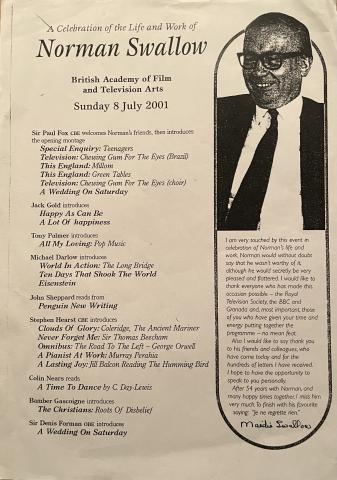 A Celebration of the Life and Work of Norman Swallow